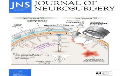 Cover of the June issue of Journal of Neurosurgery featuring our review on focused ultrasound for glioma treatment.